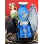 Theakstons Limited Edition Goblets, Royal Worcester meat plate, Japanese vase, flat iron, etc:-