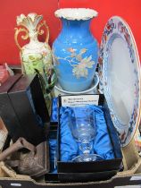 Theakstons Limited Edition Goblets, Royal Worcester meat plate, Japanese vase, flat iron, etc:-