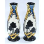 A Pair of Old Tupton Ware Tubelined Vases in the 'Dawn' Design, by Jeanne Mc Dugall, boxed, 16cm