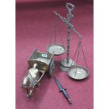 Brass Horse and Cart, scales and a replica commando style knife (3).