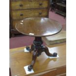 XIX Century and Later Rosewood-Mahogany Pedestal Table, with a circular top, turned pedestal on