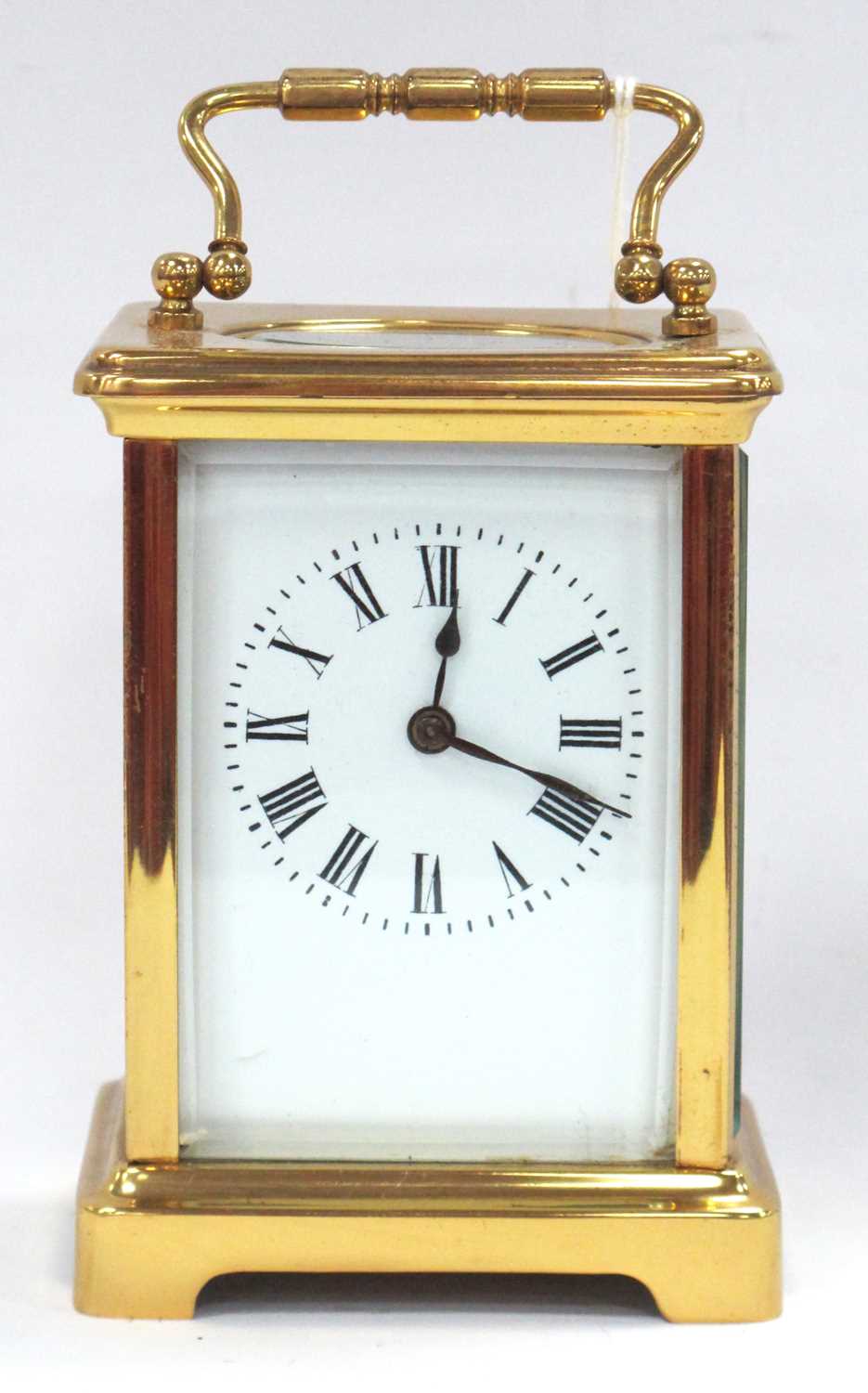 A French Louet Movement Brass Carriage Clock, of typical form with bracket feet, the white front - Image 2 of 2