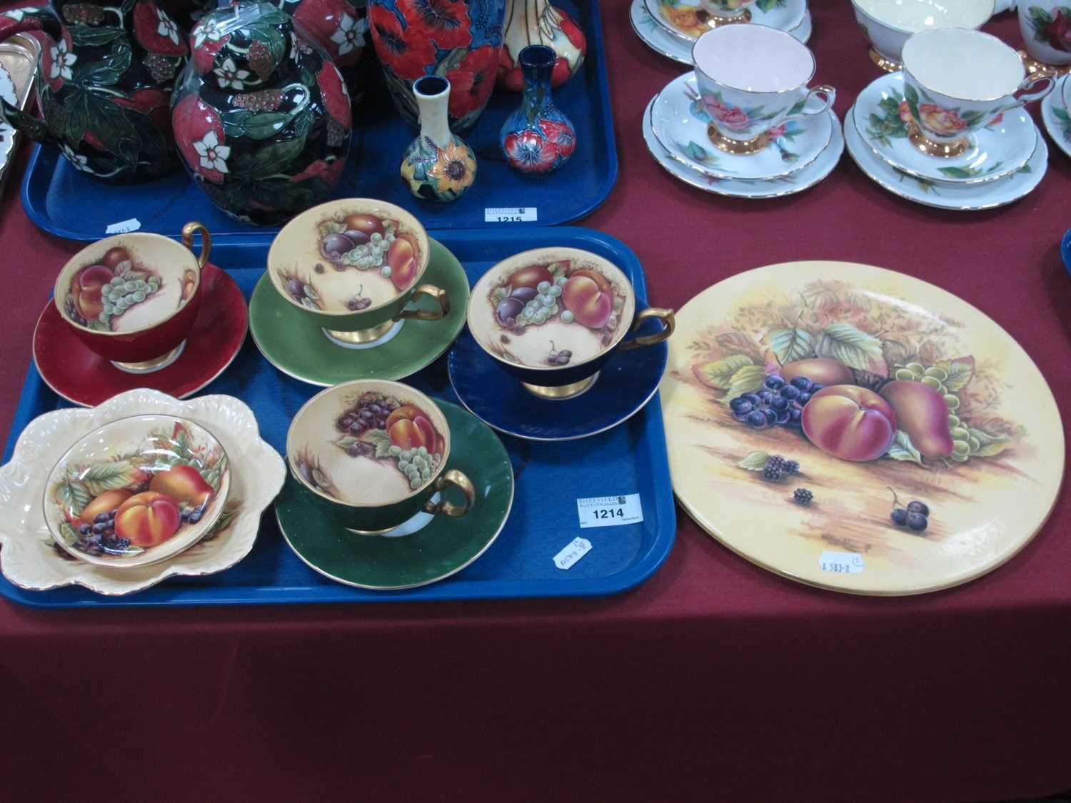 Aynsley 'Orchard Gold' Cake Plate, dishes, cups and saucers:- One Tray.