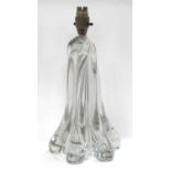 Glass Table Lamp, probably French of fluted wrythen form on wavy six point base, 25cm high excluding