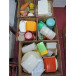 Large Quantity of Plastic Tupperware, in various shades with vendors list:- Five Boxes