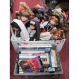 Eighteen Late XX Century Dolls with Pottery Heads, and a quantity of collectors books relating to