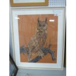 Morgan-83, Pastel picture of an Eagle, Owl on a branch, signed bottom right 56 x 43.