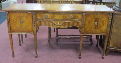 XX Century Style Mahogany Serpentine Shaped Sideboard, with a crossbanded top, central drawers,