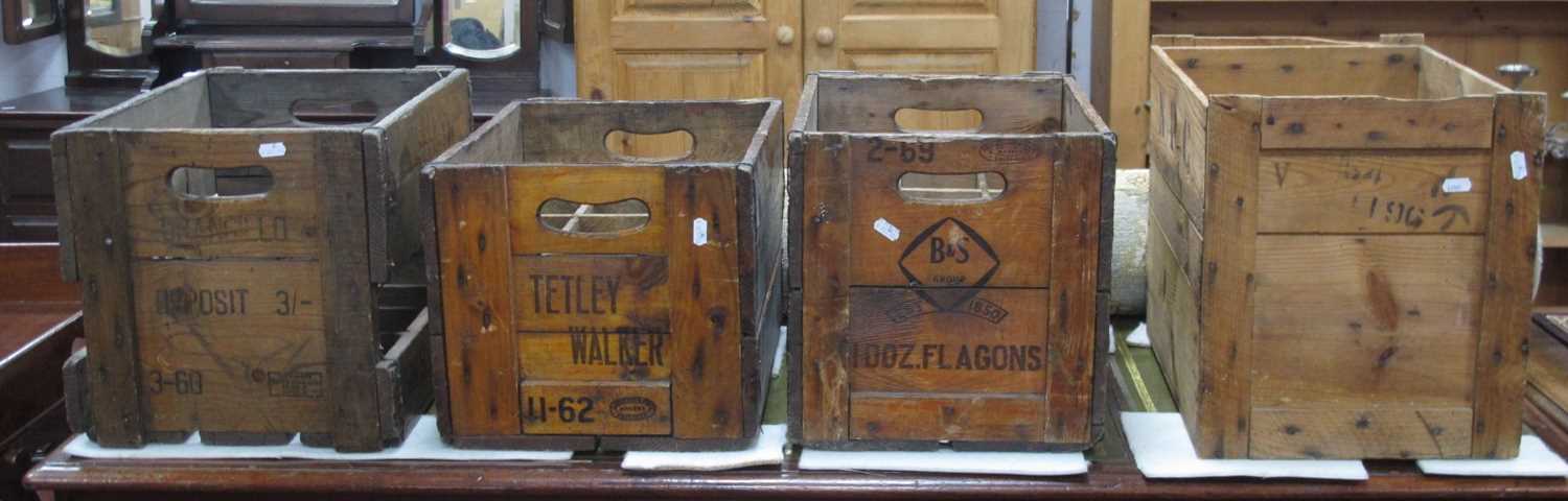 Wooden Advertising Crates, for Tetley Walker, Orangillo, French Vermouth and Burrows and Sturgess (