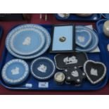 Wedgwood Jasperware Plaques and Trinkets, various colours:- One Tray.