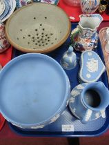 XIX Century Stoneware Colander Bowl, with scratched decoration, XIX Century stoneware jug,