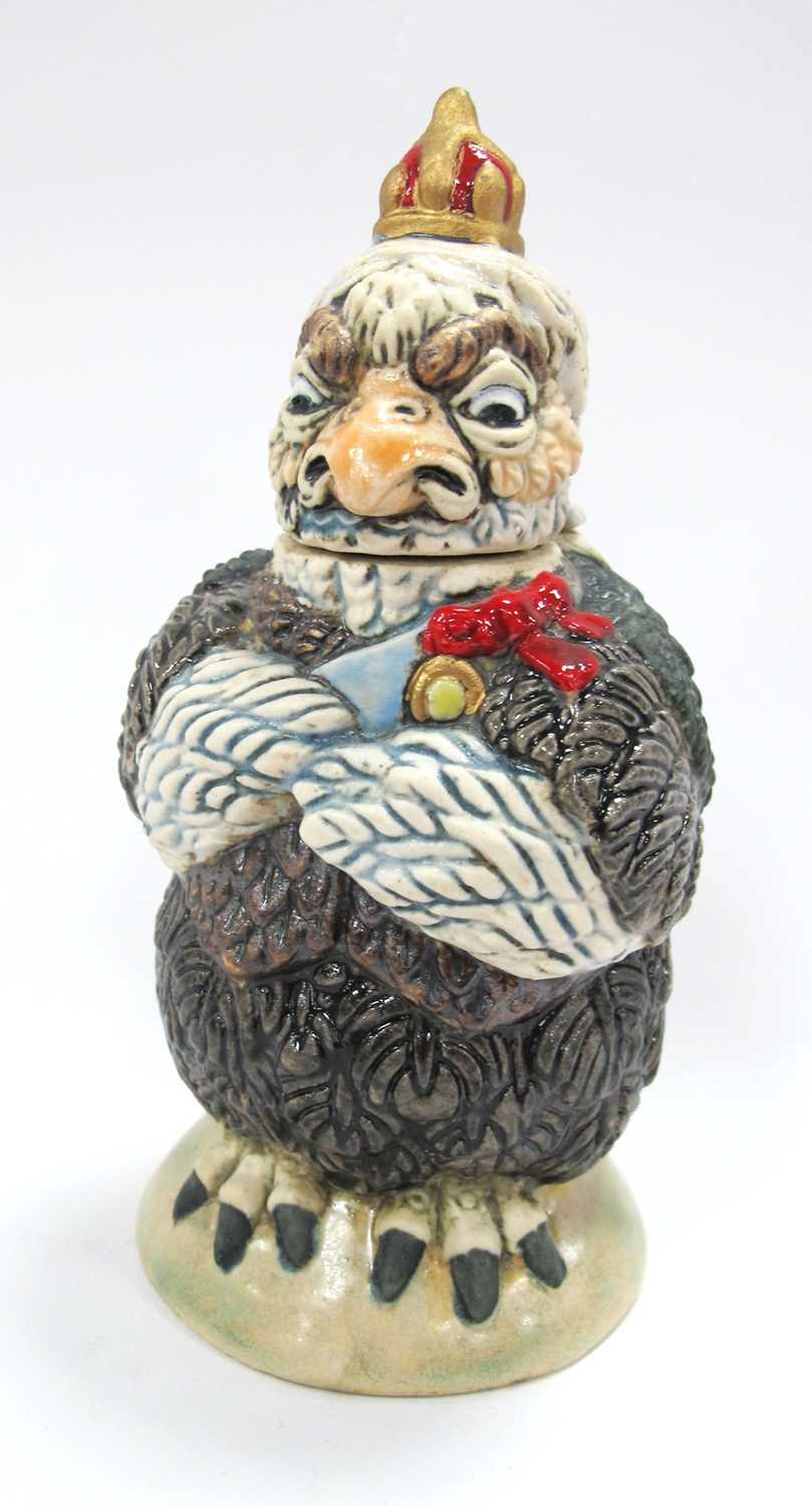 Burslem Pottery Grotesque Bird 'Queen Victoria', inspired by The Martin Brothers, signed Andrew