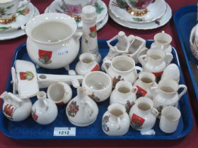 A Quantity of Crested Ware, several by Goss, to include Scarborough lighthouse, WWI motorcycle and