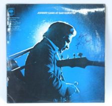 Johnny Cash, Autograph, pen signed (unverified) on the cover of the album San Quentin.