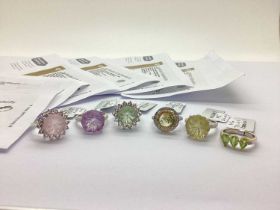 The Genuine Gemstone Company Ltd; A Selection of Modern "925" Stone Set Dress Rings, including