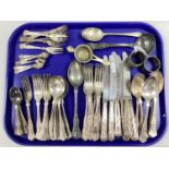 Kings Pattern Plated Cutlery, a Victorian hallmarked silver napkin ring, etc :- One Tray