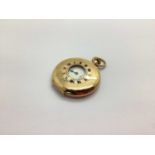 Record; A 9ct Gold Cased Half Hunter Pocket Watch, the signed white dial with black Roman numerals