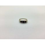 A 9ct Gold Sapphire and Diamond Set Ring, of Victorian style (finger size S).