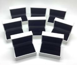 Eight Modern Double Ring Boxes, (appear unused) 7.5cm wide. (8)