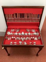 A Twelve Setting Canteen of Kings Pattern Plated Cutlery, including fish knives and forks, tea and