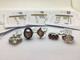 The Genuine Gemstone Company Ltd; A Selection of Modern "925" Stone Set Dress Rings, including
