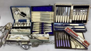 A Mixed Lot of Assorted Plated Cutlery, including a Schofields of Sheffield cake knife with etched