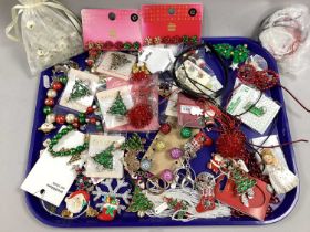 A Mixed Lot of Assorted Christmas Costume Jewellery, including brooches, etc :- One Tray