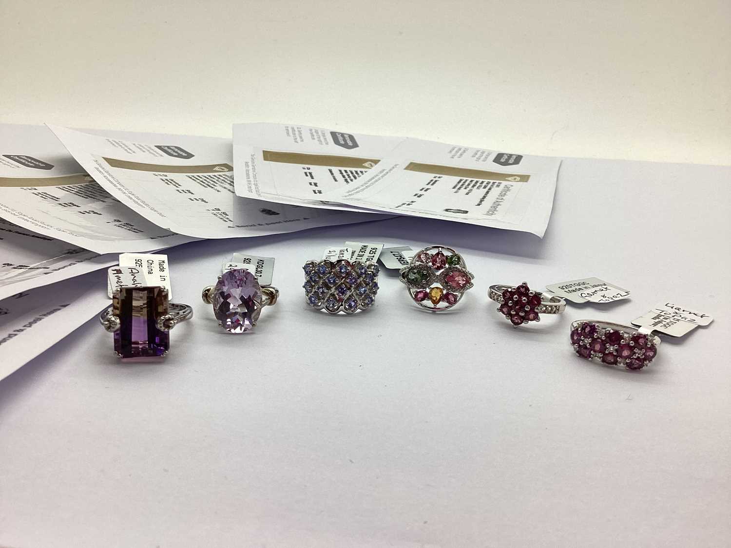 The Genuine Gemstones Company Ltd; A Selection of Modern "925" Stone Set Dress Rings, including