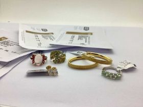 The Genuine Gemstone Company Ltd; Three "Sterling Silver" Modern Dress Rings, to include gold plated