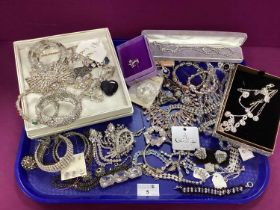 A Mixed Lot of Assorted Costume Jewellery, including diamanté brooches, bangles, earrings, hair