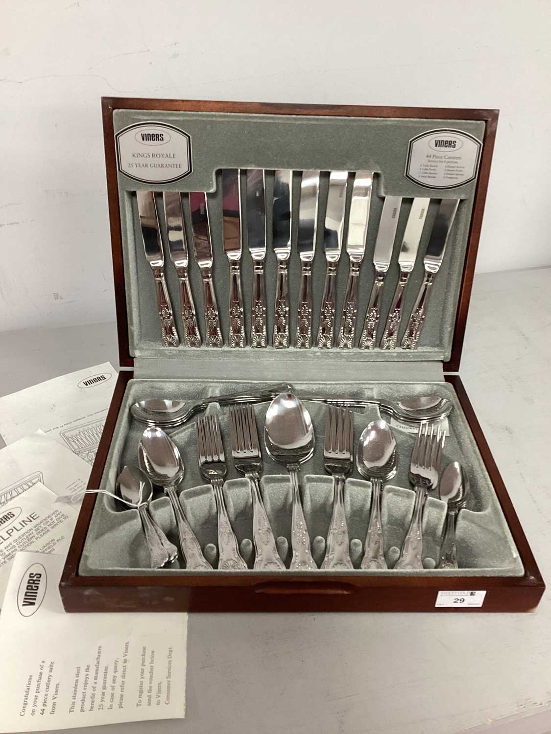 Viners Kings Royale Pattern Six Setting Canteen of Stainless Steel Cutlery, in original fitted