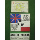 1973 Poland v. England, Match Ticket for The World Cup Qualifier at Chorzow Stadium Slaski, dated