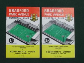 1970 Bradford Park Avenue Programme v. Scunthorpe, dated 4th April (Bradford's last home league