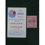 1942 England v. Scotland Football Ticket and Programme, at Wembley, dated 10th October 1942. The