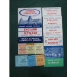 1957 England v. Scotland, Ireland, Eire, France, a football programme and ticket from each game, and