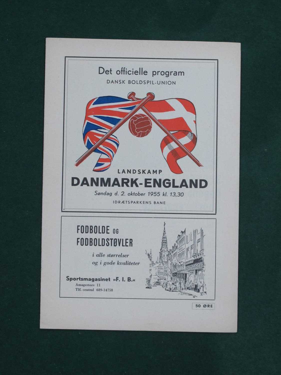 1955 Denmark v. England Football Programme at Copenhagen, dated 2nd October 1955. England won 5 -