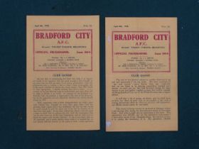 Bradford City 1945-6 Programmes v. Gateshead, dated 20th April 1946 (minor tape marks) and v. Barrow
