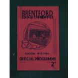 1935-6 Brentford v. Sheffield Wednesday Programme, dated 5th October 1935.