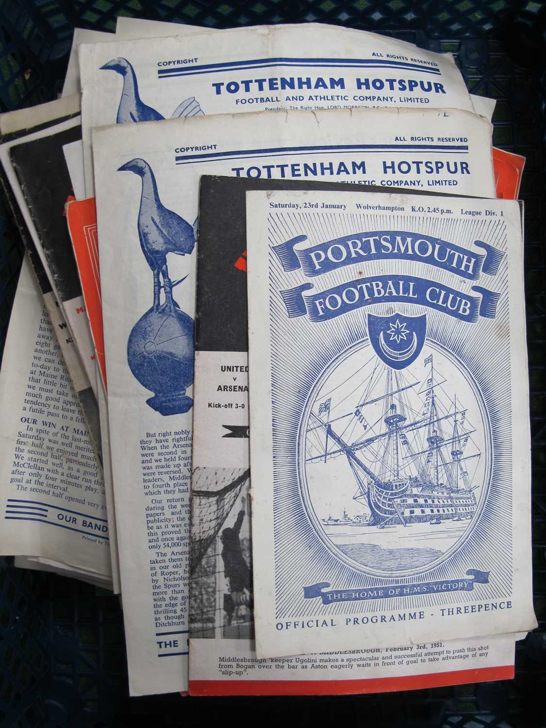 1950s Football Programmes, including 50-1 Manchester United v. Arsenal. Tottenham v. Charlton. 53-