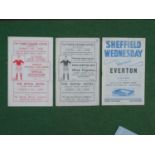 Sheffield Wednesday Programmes, 1946-7 v. Everton - F.A Cup away at Barnsley 1947-8 and 51-2.