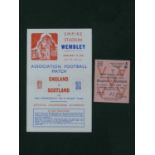 1942 England v. Scotland Football Ticket and Programme, (horizontal crease) for the game at