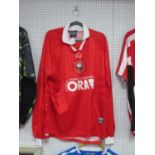 Barnsley F.C Match Worn Admiral Red Home Shirt for (Matty) Appleby, bearing 'ORA' logo, Premier