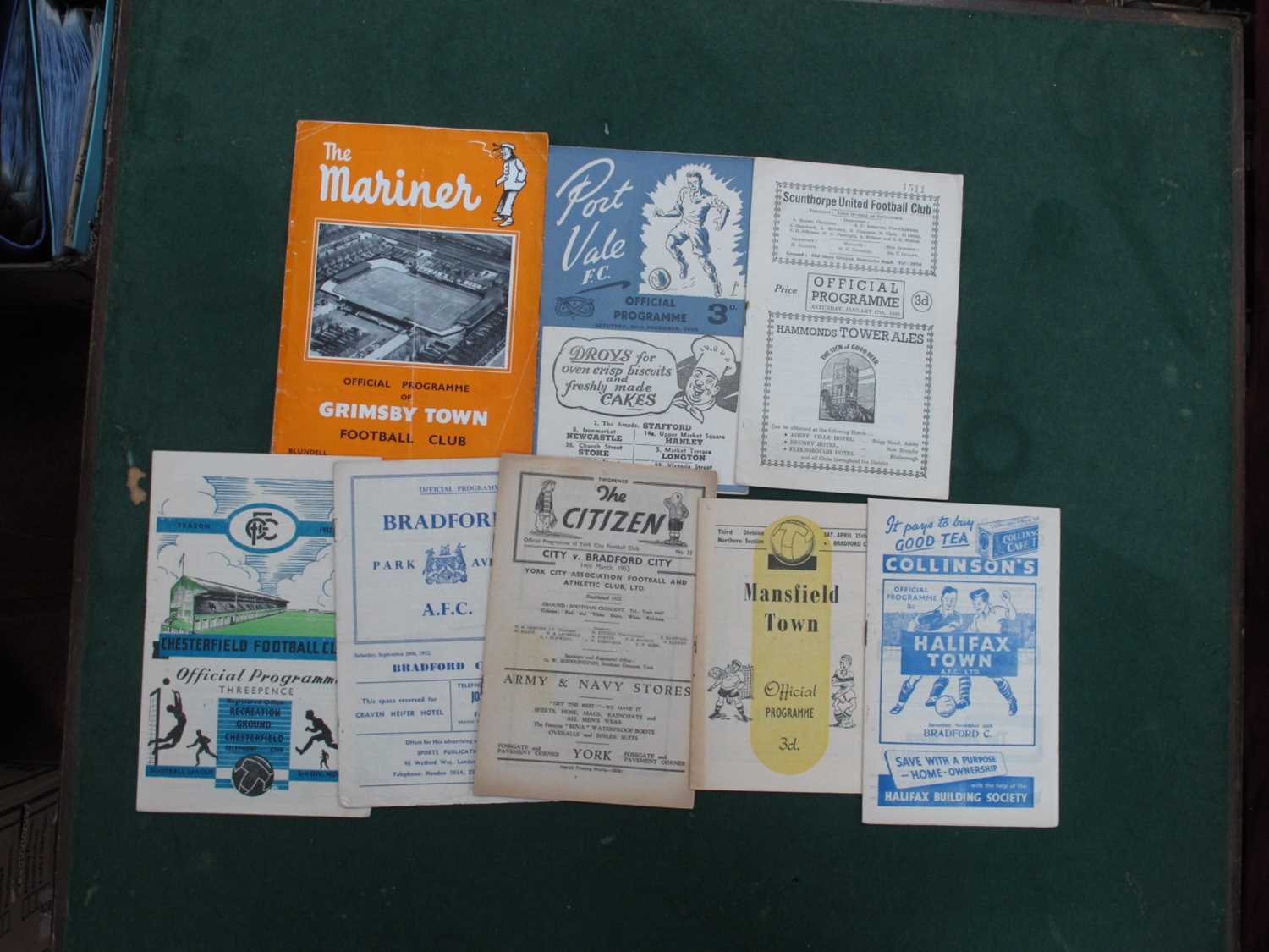 1952-3 Bradford City Away Programmes, at York, Halifax, Bradford Park Avenue, Mansfield,