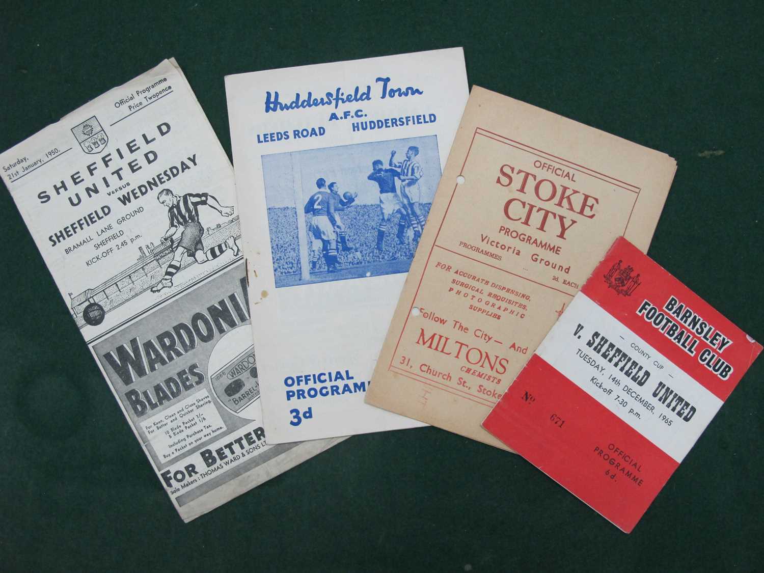 Sheffield United Programmes, 1946-7 away at Stoke - F.A Cup (punch holes), 49-50 v. Sheffield