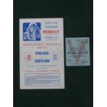 1941 England v. Scotland Football Ticket and Programme, (horizontal crease) for the game at