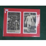 Bobby Charlton and Jackie Charlton Autographs, (unverified) blue ink signed on an image of each