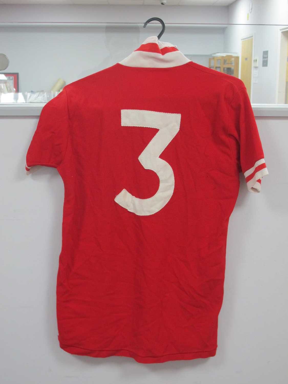 Leicester City Umbro Red Away Shirt, with striped collar and fox in shield badge, Number 3 to - Image 5 of 6