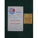 1944 England v. Scotland Football Ticket and Programme, at Wembley, dated 19th February 1944.