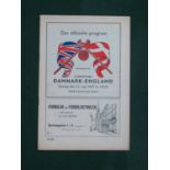 1957 Denmark v. England Football Programme at Copenhagen, dated 15th May 1957. England won 4 - 1.