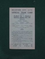 Bradford City 1942-3 Programme v. Bradford Park Avenue, dated 23rd January 1943, single card issue